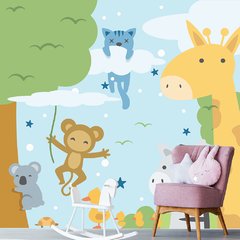 Papel de Parede Adesivo Infantil Safari Floresta Bebe Quarto - 561pc