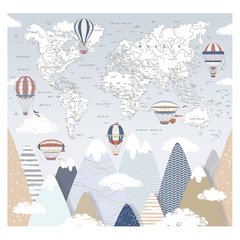 Papel de Parede Adesivo Infantil Mapa Mundi Balões Bebe Quarto - 581pc - comprar online