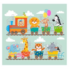 Papel de Parede Adesivo Infantil Safari Trem Animais Bebe Quarto - 583pc - comprar online