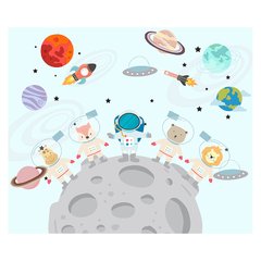 Papel de Parede Adesivo Infantil Astronautas Espaço Bebe Quarto - 594pc na internet