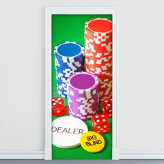 Adesivo Decorativo de Porta - Poker - Fichas - 596cnpt