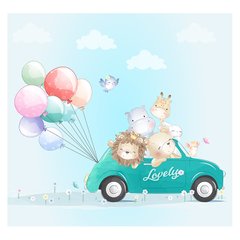 Papel de Parede Adesivo Infantil Animais Safari Bebe Quarto - 597pc - comprar online