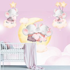 Papel de Parede Adesivo Infantil Elefantes Nuvens Bebe Quarto - 599pc