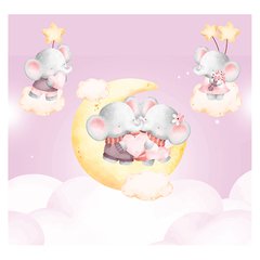 Papel de Parede Adesivo Infantil Elefantes Nuvens Bebe Quarto - 599pc - comprar online