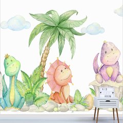 Papel de Parede Adesivo Infantil Dinossauros Quarto Menino Menina - 629pc