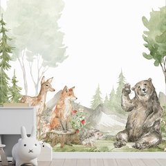 Papel de Parede Adesivo Infantil Floresta Animais Quarto Menino Menina - 632pc