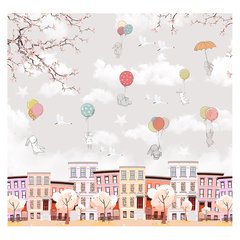 Papel de Parede Adesivo Infantil Animais Balões Quarto Menina - 664pc - comprar online