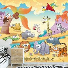 Papel de Parede Adesivo Infantil Safari Animais Quarto Bebe - 675pc