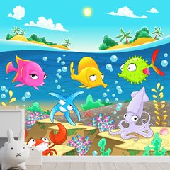 Papel de Parede Adesivo Infantil Fundo do Mar Quarto Criança - 682pc