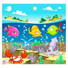 Papel de Parede Adesivo Infantil Fundo do Mar Quarto Criança - 682pc - comprar online