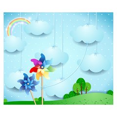 Papel de Parede Adesivo Infantil Nuvens Quarto Menina - 688pc na internet