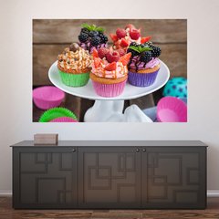 Painel Adesivo de Parede - Cupcakes - 696pn