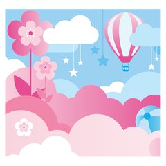 Papel de Parede Adesivo Infantil Balão Nuvens Quarto Menina - 706pc - comprar online