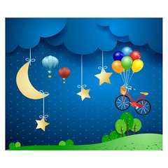 Papel de Parede Adesivo Infantil Balões Bicicleta Quarto - 708pc na internet