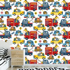 Papel de Parede Adesivo Infantil Animais Carros Quarto Menino - 715pc