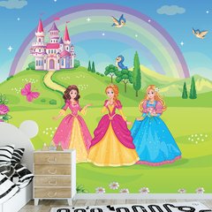 Papel de Parede Adesivo Infantil Castelo Princesas Quarto Menina - 727pc