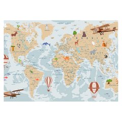 Papel de Parede Adesivo Infantil Mapa Mundi Quarto Menina - 769pc - comprar online