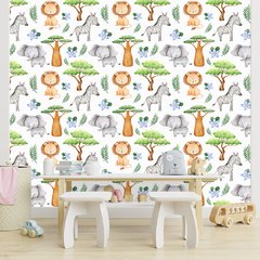 Papel de Parede Adesivo Infantil Animais Safari Quarto Bebe - 771pc