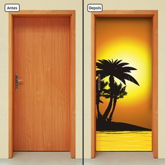 Adesivo Decorativo de Porta - Coqueiro - Pôr do Sol - 900cnpt - comprar online