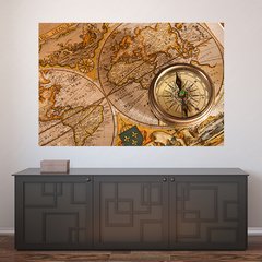 Painel Adesivo de Parede - Mapa - Bússola - 909pn