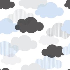 Papel de Parede Adesivo 3 Metros - Nuvens Azuis - Revestimento - 909ppb