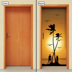 Adesivo Decorativo de Porta - Praia - Pôr do Sol - 934cnpt - comprar online