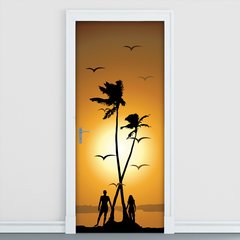 Adesivo Decorativo de Porta - Praia - Pôr do Sol - 934cnpt