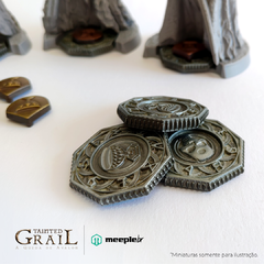 Tainted Grail: Kit de Moedas e Marcadores de Metal - Caixinha Boardgames