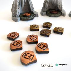 Tainted Grail: Kit de Moedas e Marcadores de Metal - Caixinha Boardgames
