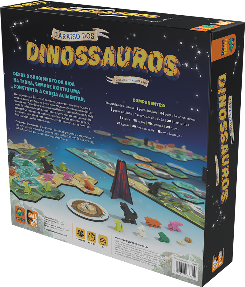 Galápagos Jogos Paraíso dos Dinossauros, Jogo de Tabuleiro para Amigos, 2 a  5 jogadores, 30 –45 min, Multicolour