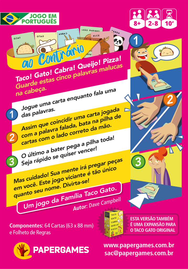 Taco Gato Cabra Queijo Pizza: ao Contrário (Família Taco Gato) + Carta  Promocional Elefante Grátis! - PaperGames - Jogos de Mesa Modernos -  #umjogoemcadamesa