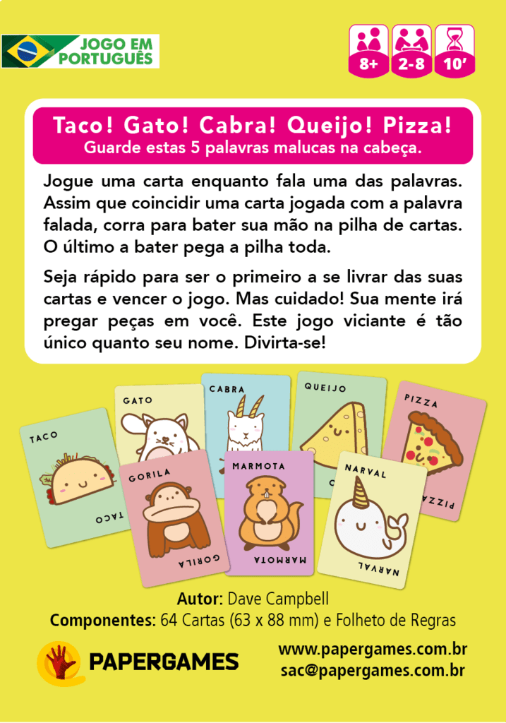 Taco Gato Cabra Queijo Pizza - Caixinha Boardgames