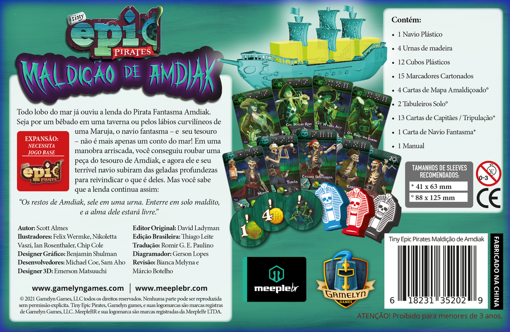 Tiny Epic Pirates Maldição de Amdiak Expansão de Jogo de Tabuleiro