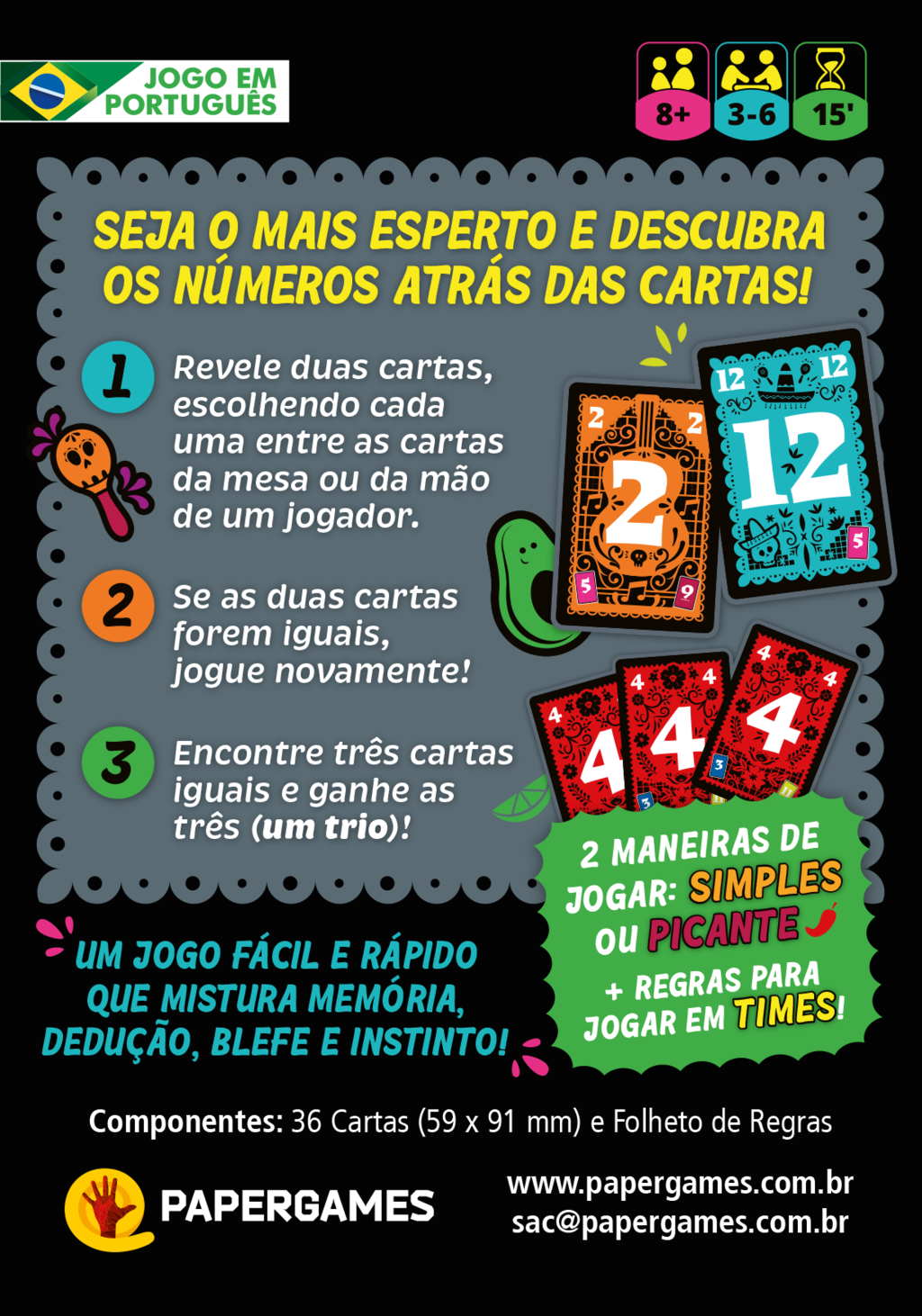 TRIO - Jogo de Cartas - PaperGames - Casa do Brinquedo® Melhores