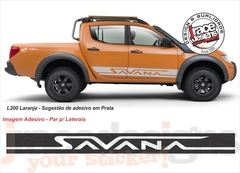 Faixa Lateral L200 Triton - Mod. Savana - kit Adesivo Mitsubishi