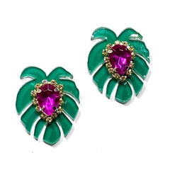 aros Julieta pasante verde y fucsia