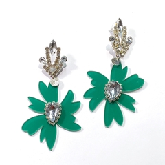 par de aros Buki verde con cristal - comprar online