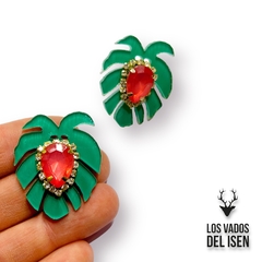 aros julieta pasante verde y coral opalina - comprar online