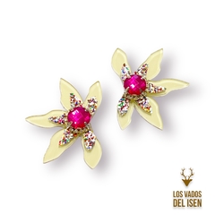 aros semi Buki flor crudo y glitter multicolor - comprar online