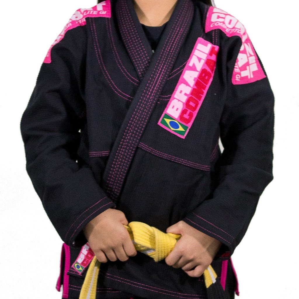 Kimono Infantil Xtra-Lite Preto/Rosa - Brazil Combat