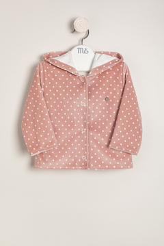 Campera de plush a lunares forrada con jersey de algodón Articulo: E40151424 - comprar online