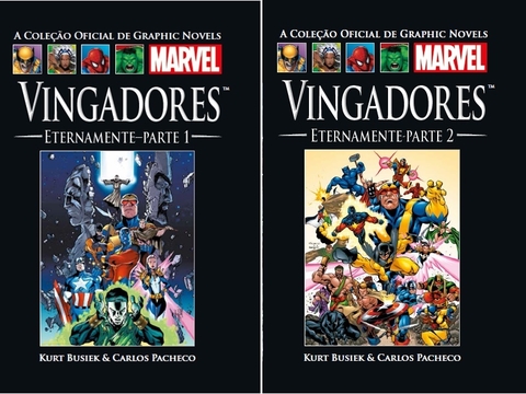 Coleção Oficial de Graphic Novels Marvel 14 e 15: Vingadores Eternamente Vol. 1 e 2, de Kurt Busiek e Carlos Pacheco