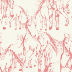 Gabardina 100 x 78 cm. "caballos rosa"