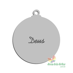 Bola Natal Deus MDF Branco 07cm