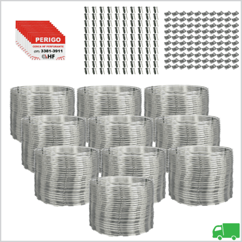 Concertina dupla galvanizada 45cm para 100 metros com kit