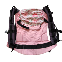 2DA SELECCION Mochila rosa con flores con tiras gris