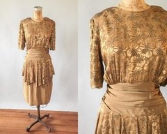 Vestido dorado 80s inpiracion 40s - comprar online