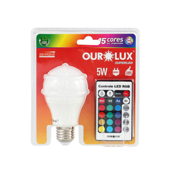 Lâmpada Bulbo Led 5w RGB Muda A Cor Controle Remoto Ourolux na internet