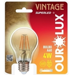 Lâmpada Para Pendente Vintage Bulbo 4w A60 Ourolux Premium