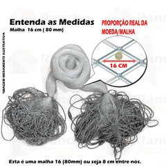 Redinha Pega Peixe Pronta 20M Malha 8 (8cm entre nós e 16cm aberta) Fio 0.60 Rede Pesca 3,84m Pescaria 60x80x24x20m